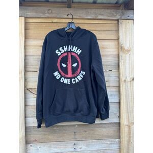 Marvel Deadpool Shh no one cares black hoodie men size XL